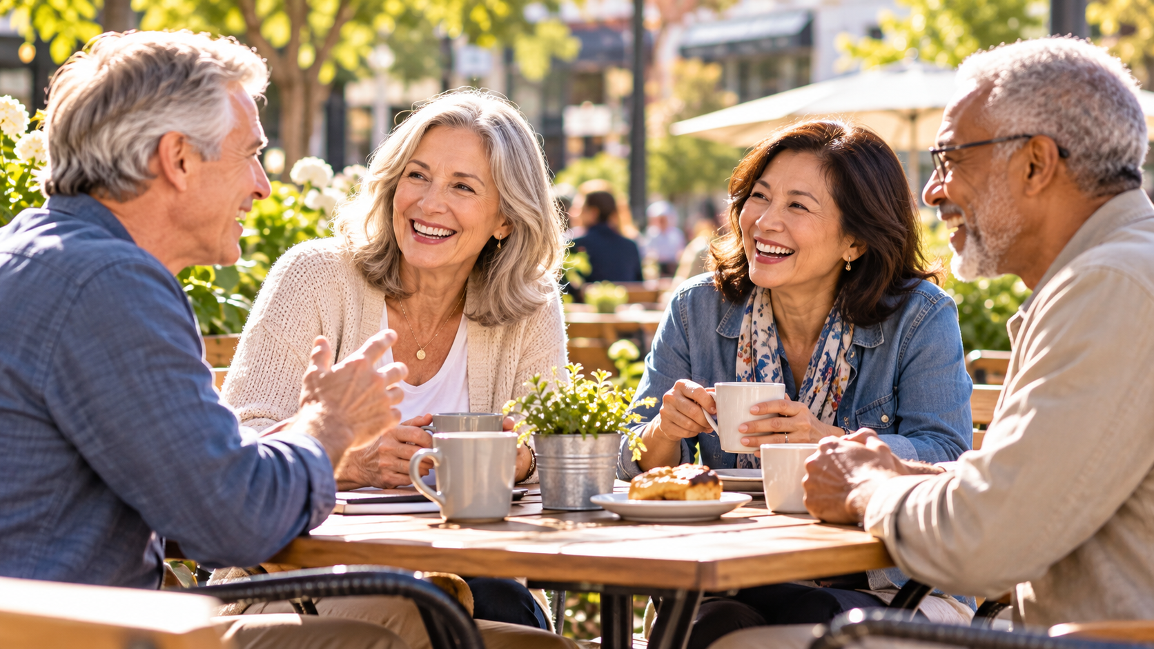 Older adults staying socially connected while enjoying time together